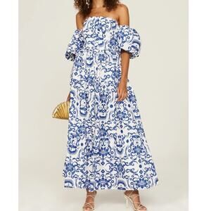 Borgo de Nor Julia Cotton Dress Venezia blue size US 8 / UK 12 NWT